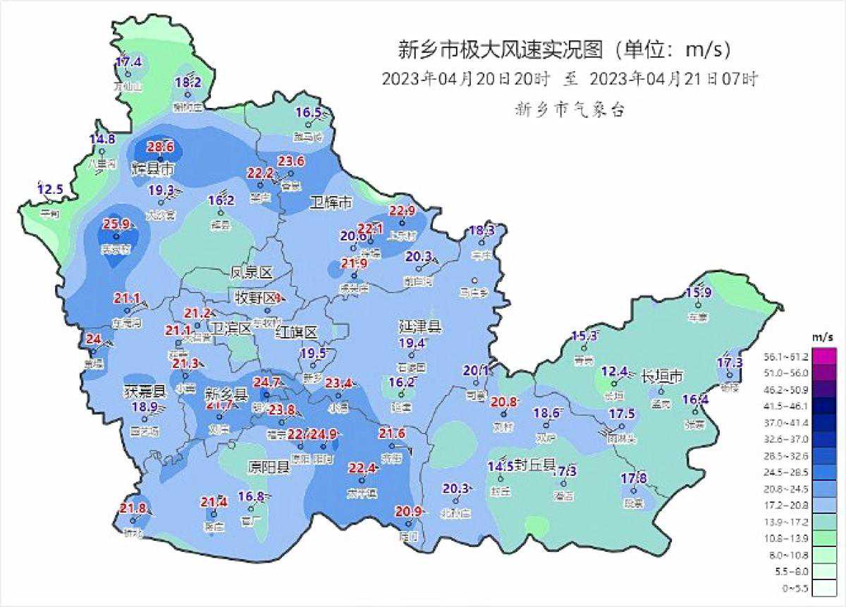 新乡昨晚风有多大？7级起步 9级正常 11级最强