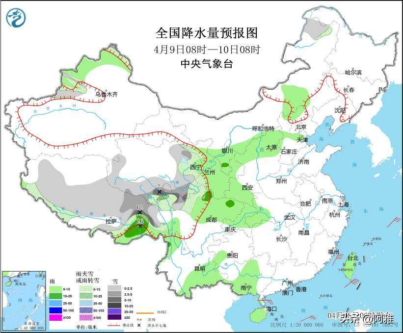 暴雪大雨大风分布如下，明日9号天气预报，新一轮冷空气来袭