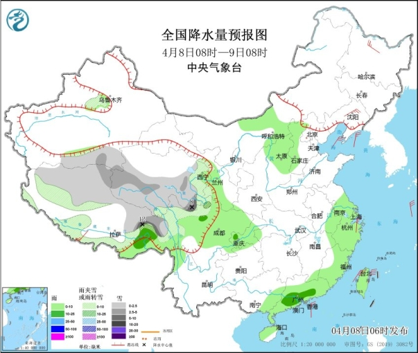 未来三天北方将有一次降温降水过程，华南等地雨水暂歇天气转好