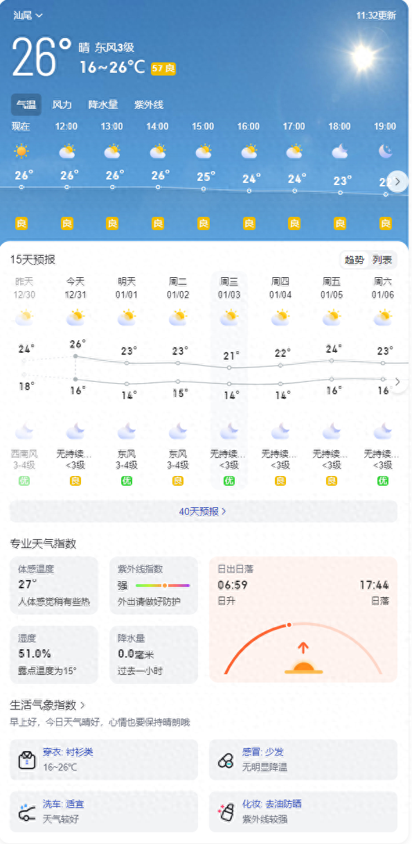 注意了！汕尾市未来一周的天气预报出来了！着装建议！