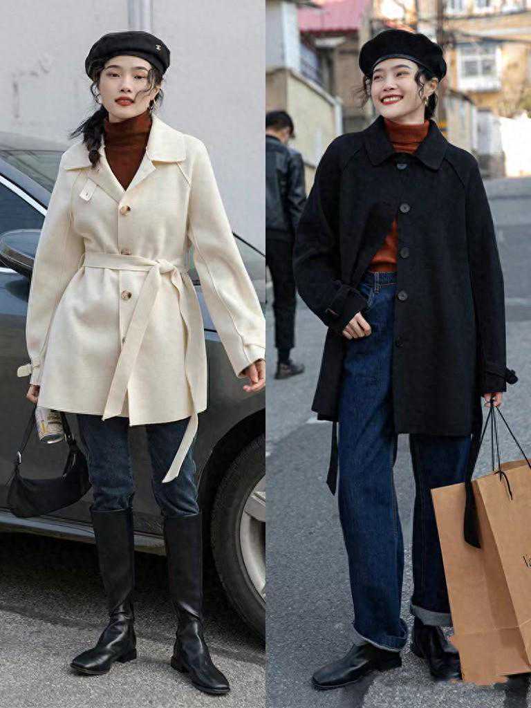 冷冬天气，“毛呢外套”正流行、搭阔腿裤利落显高，也很保暖