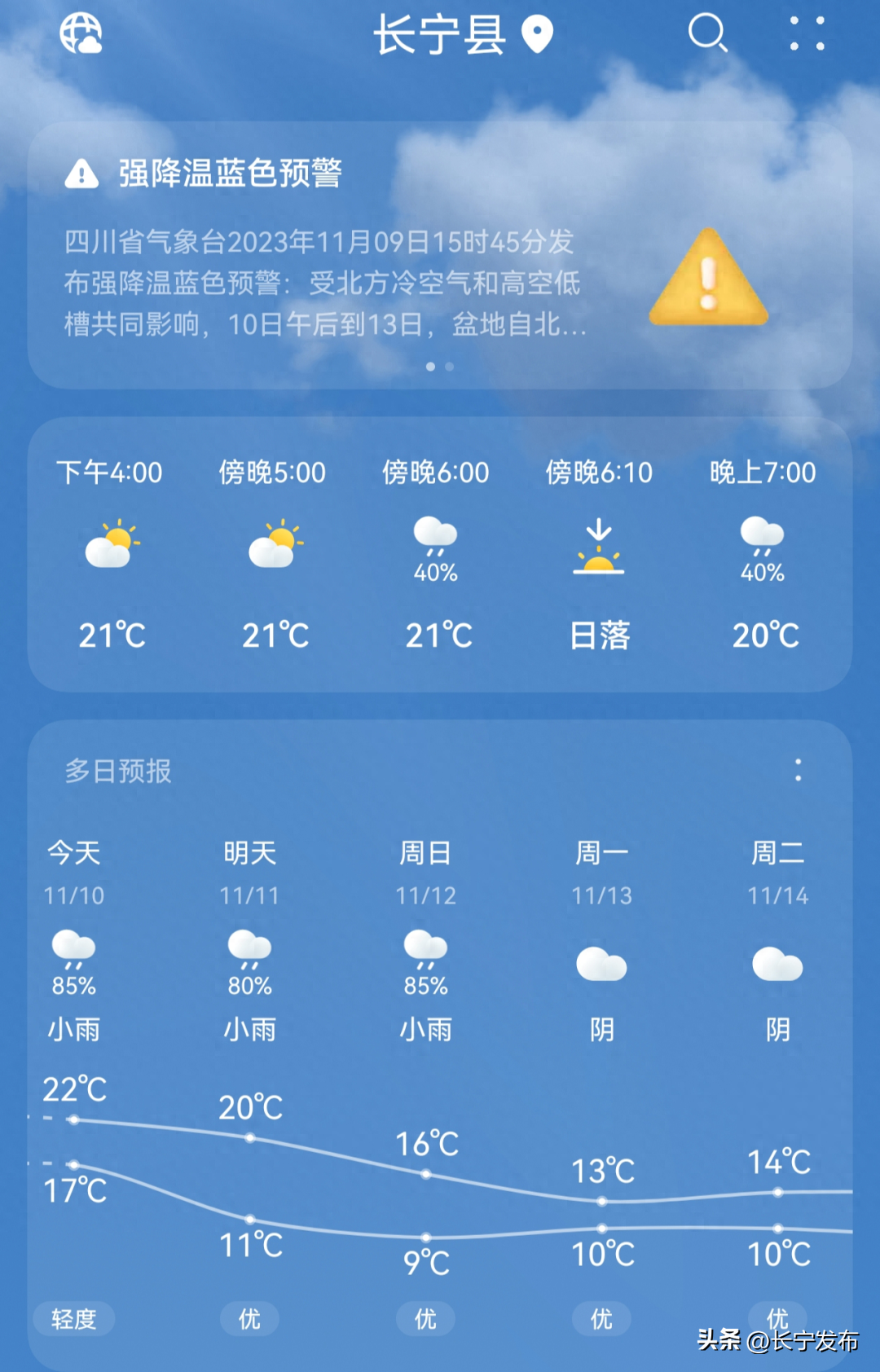 低至9℃！长宁即将降温降雨！