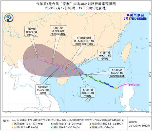 台风“泰利”今天夜间在广东阳江到文昌一带沿海登陆！最强14级！